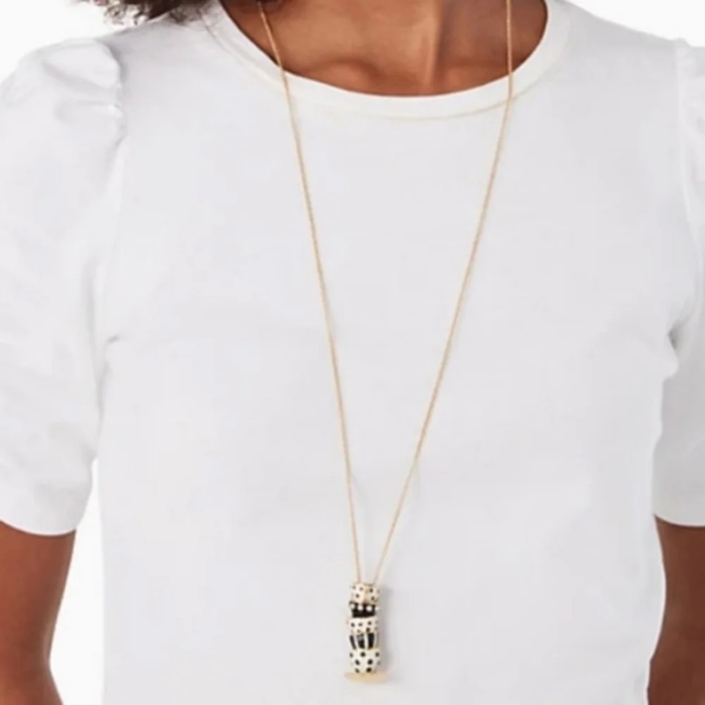 Kate Spade Tea Time Alice In Wonderland Stacked Tea Cups Necklace